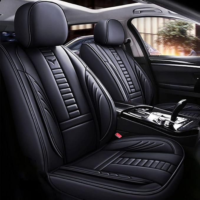 for Chevy Equinox Seat Covers 2005-2026, Full Coverage Customized Car Seat Covers, Premium Leather Waterproof Stain-Resistant Easy to Install (Standard 5 Seats, Black)
