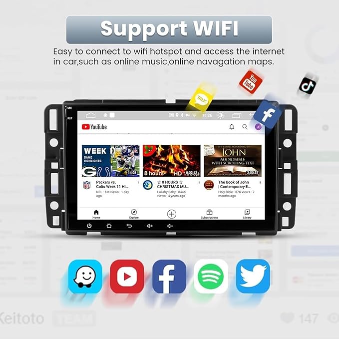 2+64G 8Inch Android 14 Car Radio Stereo Upgrade for Chevrolet Impala 2006-2013 w/Wireless Carplay Android Auto Double Din Touch Screen GPS Navigation Head Unit Radio Bluetooth WiFi FM Backup Camera