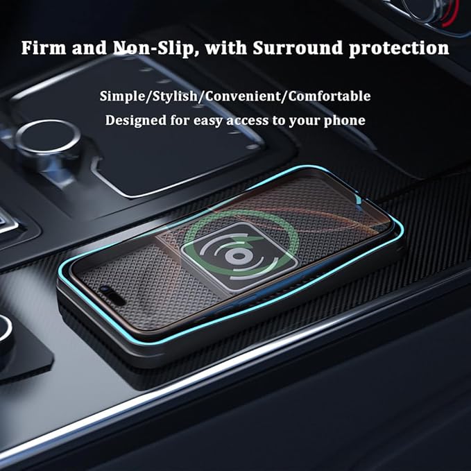 Car Wireless Charger Pad for Ford Ranger 2000-2011 2019-2025, Type-C/USB 20W Fast Wireless Car Charger Pad Non-Slip Cordless Charging Mat,B-30cm Cable USB Plug