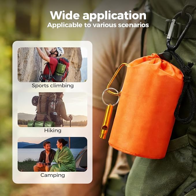 2026 New Blanket, Emergency Sleeping Bag for Survival, Blanket with Emergency Whistle Waterproof, Compact Lightweight, Emergency Mat for Survival Kit Car Camping Gear Hiking Go (Green)