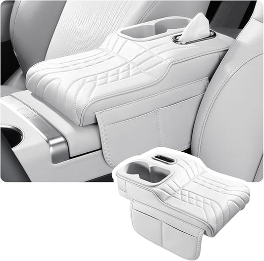 Car Armrest Cover for Tesla Model X 2015–2020 2021 2022 2023 2024 2025 2026, Center Console Cover Mat Armrest Seat Box Cover Cushion Console Pad Interior Accessories,E