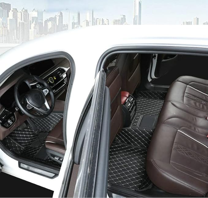 Car Floor Mats Automotive Floor Mats Vehicle Specific All Weather Protection Custom Compatible with Most of 98% Cars SUVs (Purple and Brown)