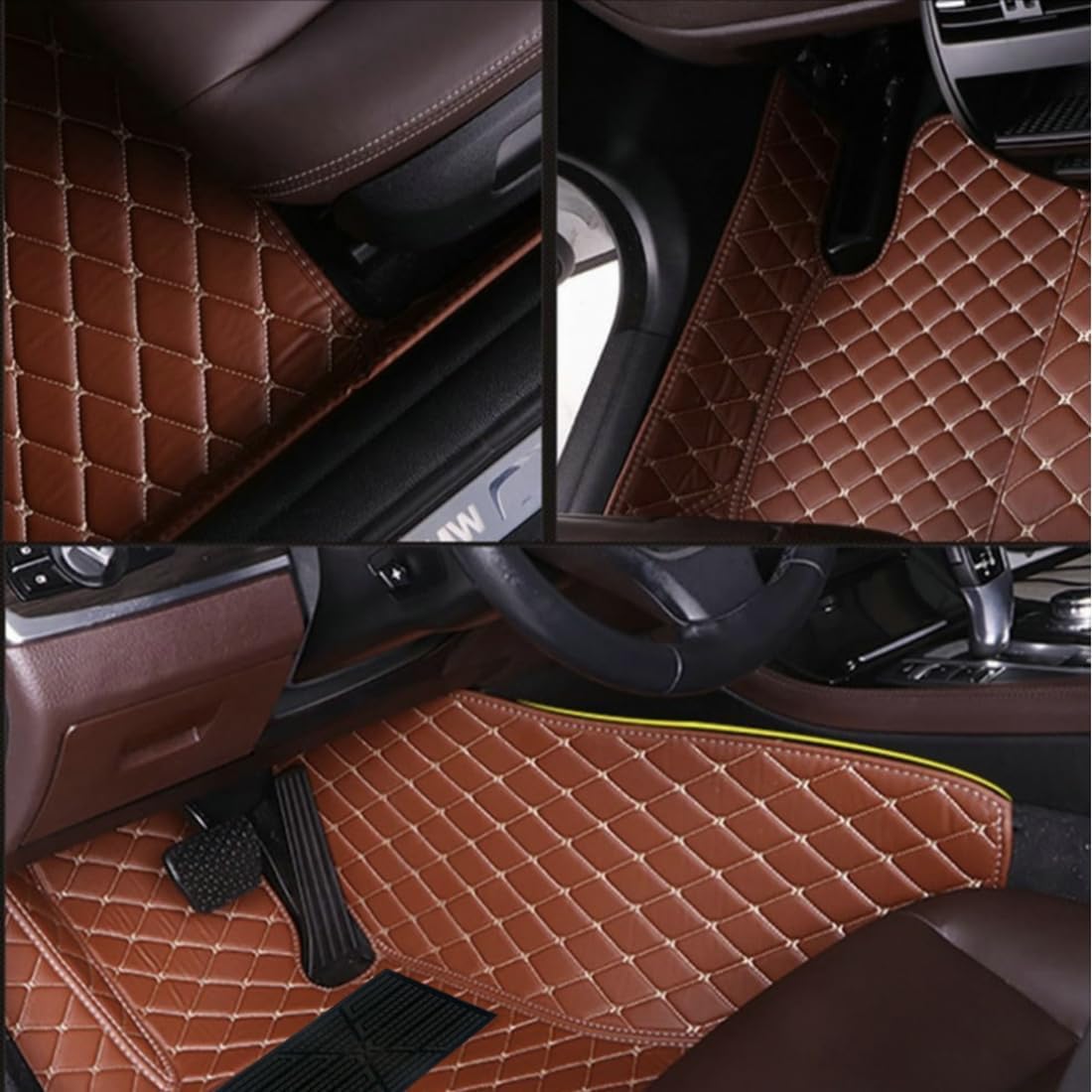 Custom Personalized Floor Mats for Cars，Luxury Full Coverage All Car Floor Mats，Anti-Slip Leather Car Mat Set ，Custom Floor Mats for 99% of Cars, Trucks & SUVs. (Black and White)