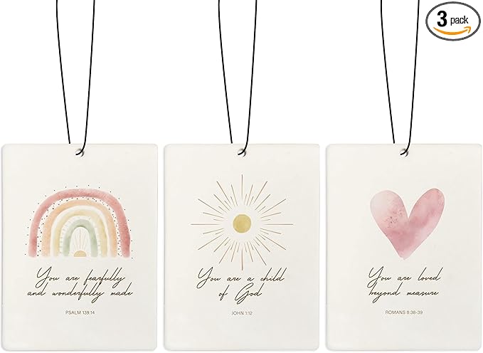 Boho Sun Rainbow Christian Car Air Freshener, Bible Verses Air Freshener Hanging 3 Pcs for Cars Closet Drawer or Books, Boho Religious Christian God Car Accessories Mirror Decor for Women