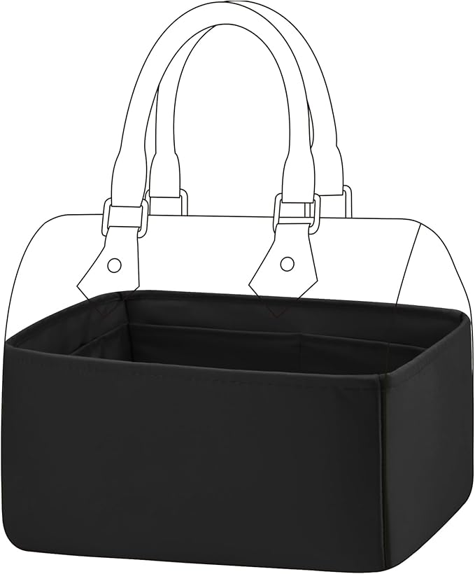 DGAZ Silk Purse Organizer Insert Fits LV Speedy 16/20/25/30/35/45 bags，Silky Smooth Bag Organizer，Luxury Handbag & Tote Shaper（Black，SP20）