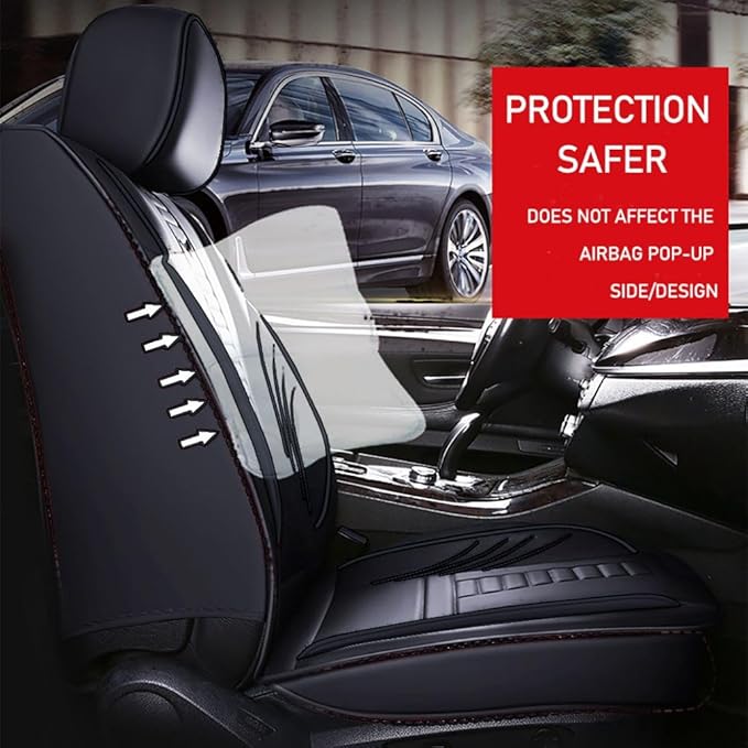 for Chevy Equinox Seat Covers 2005-2026, Full Coverage Customized Car Seat Covers, Premium Leather Waterproof Stain-Resistant Easy to Install (Standard 5 Seats, Black)