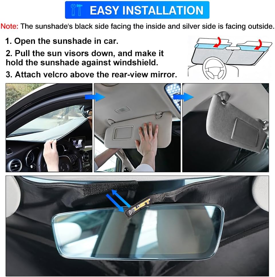 KUST Windshield Sun Shade for 2018-2023 Kia Stinger Window Sunshade Sun Visor Protector Foldable Blocks UV Rays Keep Your Car Cooler