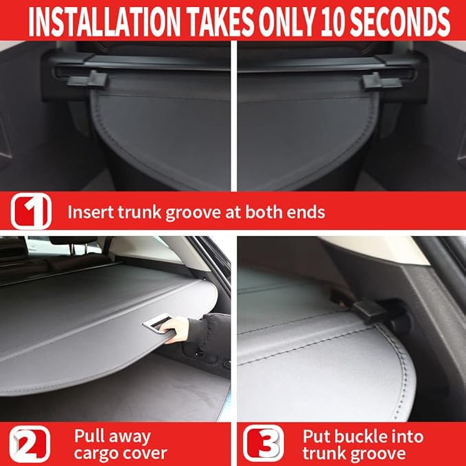 Marretoo for 2021 2022 2023 2024 2025 Nissan Rogue S SV SL Platinum Trunk Cargo Cover Black Retractable Waterproof Cargo Cover Luggage Security Shield Shade（Not fit for Nissan Rogue Sport）