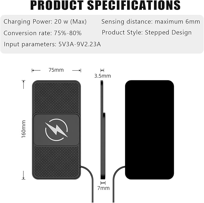 Wireless Car Phone Charger for Honda Civic Type R (FK2) 2015 – 2017, Type C/USB 20W Fast Charging Pad, Non-Slip Charging Station for Travel Home Office Desk, Lightweight, USB