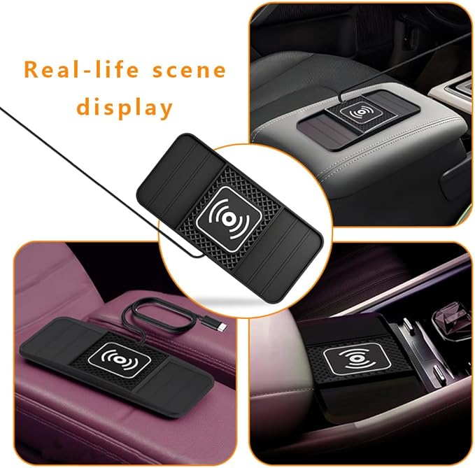 Wireless Charging Pad for Car for Mazda CX-50 2023-2026, DIY Trim-to-Fit Slim Non Slip Fast Charger Car Wireless Charging Pad 30CM Cable,A&30cm Type-C Plug Cable