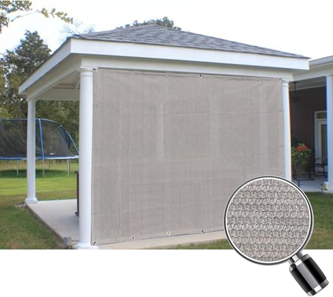 Alion Home Sun Shade Privacy Panel with Grommets and Hems on 4 Sides for Patio, Awning, Window, Pergola or Gazebo - Smoke Tan(12' W x 8' H)