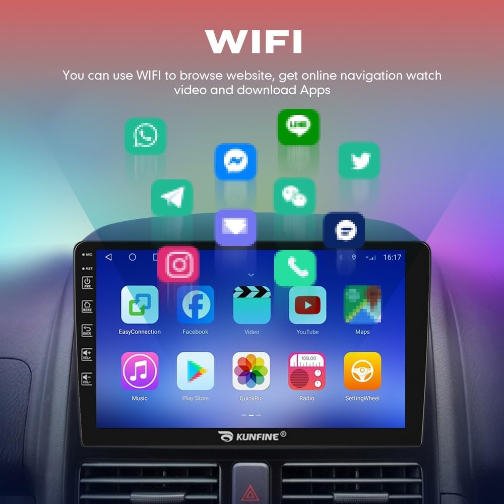 Kunfine Car CarPlay Android Auto Navigation Stereo GPS Radio Reverse Camera Display 9" IPS Touchscreen Headunit Tablet Pad Media Player For Peugeot 301 2013-2022, if Applicable Octa Core 4G+64G Silver