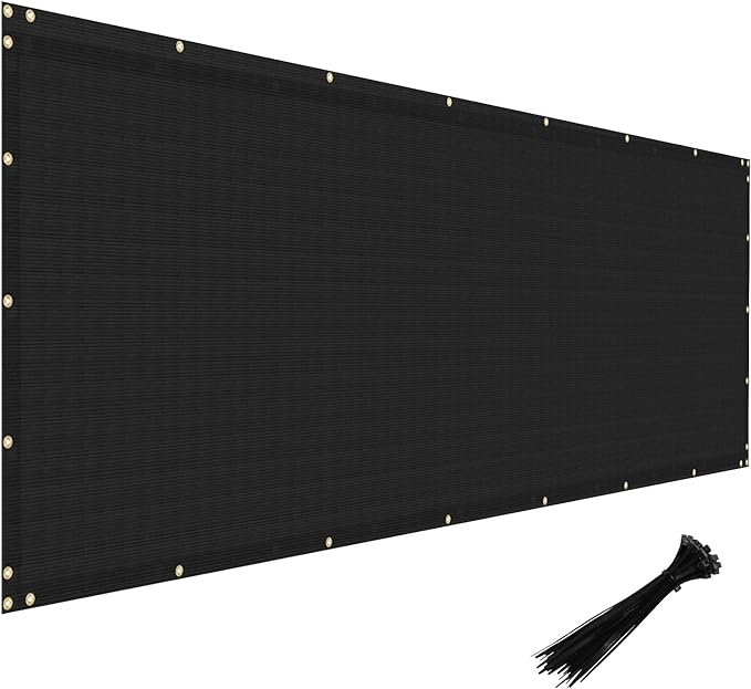 Windscreen4less Privacy Fence Screen Heavy Duty Windscreen Fencing Mesh Fabric Shade Net Cover with Brass Grommtes for Outdoor Wall Garden Yard Pool Deck, 8'x140' Black