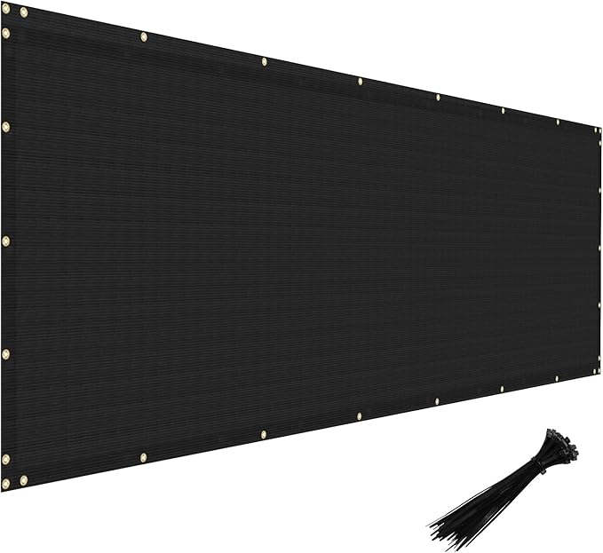 Windscreen4less Privacy Fence Screen Heavy Duty Windscreen Fencing Mesh Fabric Shade Net Cover with Brass Grommtes for Outdoor Wall Garden Yard Pool Deck, 8'x32' Black