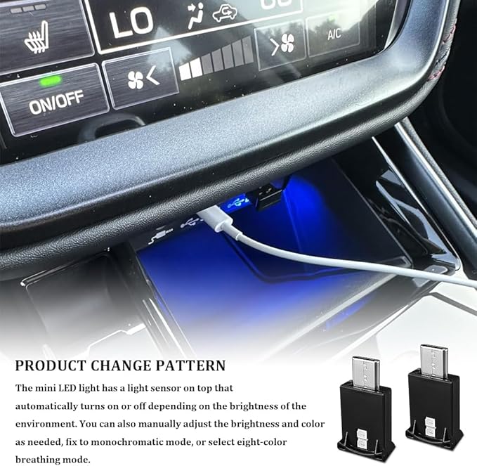 2PCS Mini USB LED Car Light, Car Lights Interior, USB LED Car Interior Atmosphere Lamp, Universal Portable Auto Ambient Lighting Kit Car Interior Accessories for Laptop, Home, Office (2PCS)