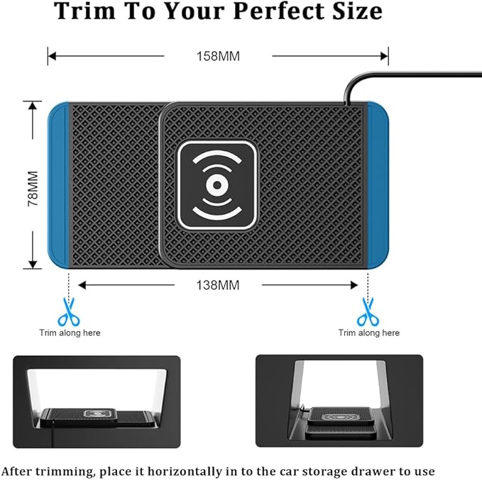 Wireless Charging Pad for Car for Kia Sportage 2000-2002 2005-2026, 20W Fast Wireless Car Charger Pad Type-C/USB Non-Slip Phone Charging Mat,B 30cm Cable USB Plug