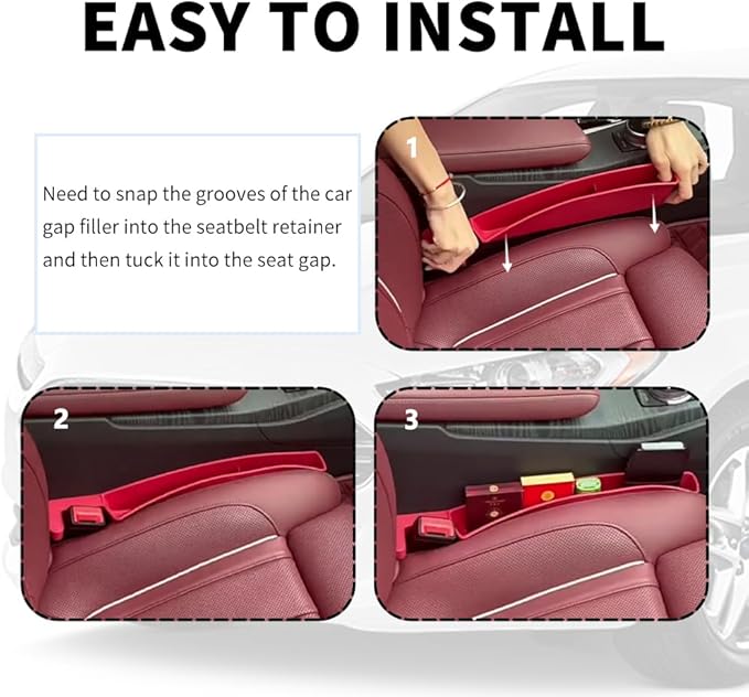 Stacool 2PCS New Car Seat Gap Filler with 2 Storage Areas,Stylish Car Seat Gap Storage for Stabilizing Phone,Keys Wallet,Universal Car Seat Gap Filler Organizer (Carbon Beige)