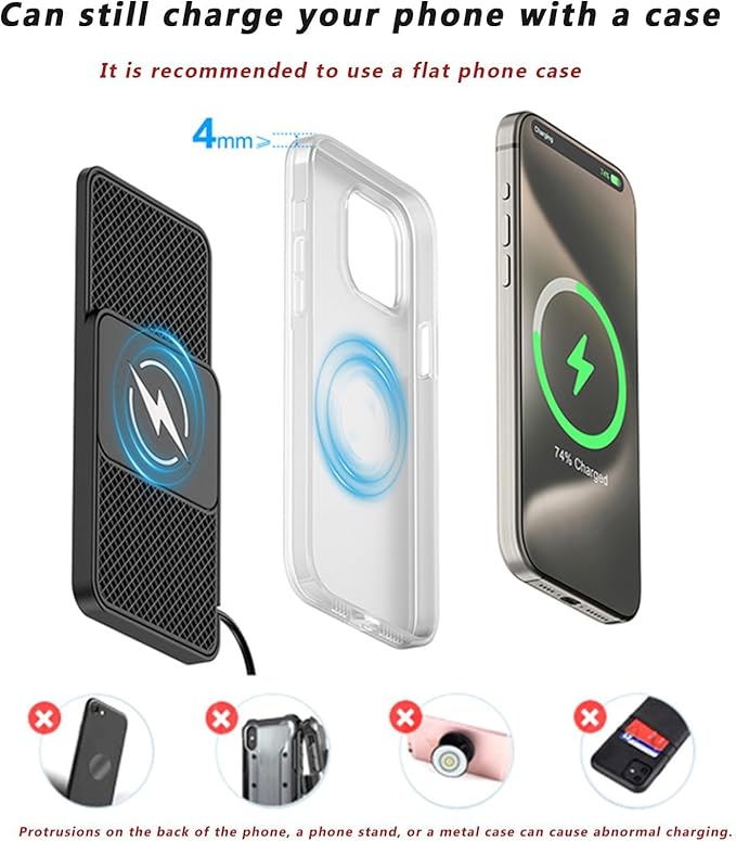 Car Wireless Phone Charger for Suzuki Celerio Ignis Jimny Kizashi Ignis, Non-Slip Fast Inductive Chargers Charging Pad Type-C Fastcharger Auto Electronic Accessories