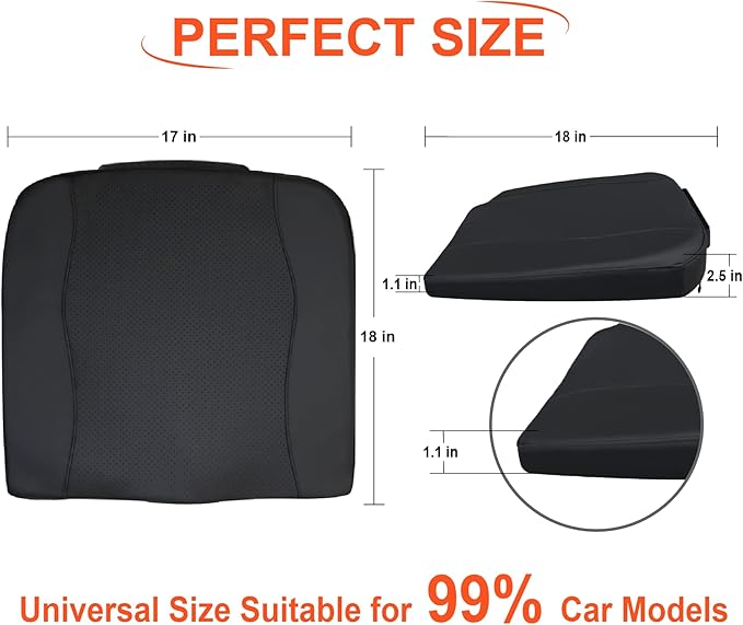 Car Seat Cushion, Comfort Memory Foam Car Cushions for Driving - Sciatica & Lower Back Pain Relief, Driver Seat Pillow for Auto, Office Chair, Wheelchair - Classic Black