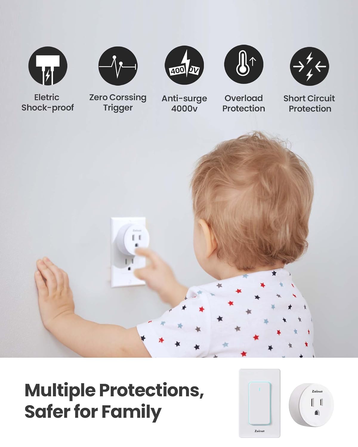 Remote Control Outlet Plug Switch, Buckle Design & Removable Wireless Light Switch, 300 ft, 15A/1500W, Programmable, for Household Appliances(3 Pack)