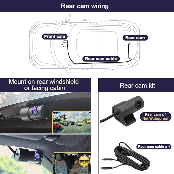 Fitcamx Front 2K+Rear 1080P Dash Cam Adapts for Toyota Highlander 2020-2026 & Highlander Hybrid (Gen4/UX70), OEM Style, Dual HD Video, WiFi & APP, Loop Recording, G-Sensor, Easy to Set, 64GB Card