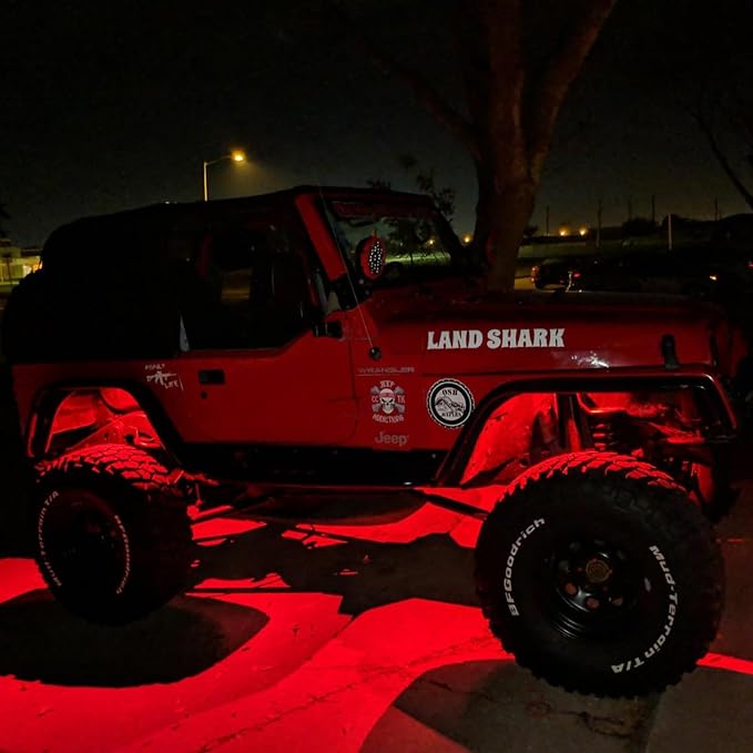 6 Pods LED Rock Lights, Ampper Waterproof LED Neon Underglow Light for Car Truck ATV UTV SUV Offroad Boat Underbody Glow Trail Rig Lamp (Red)