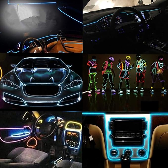 ABALDI El Wire Neon Light, Car Interior LED Lights for Xmas Halloween Christmas Car Interior Decoration(3m/9ft, Green)