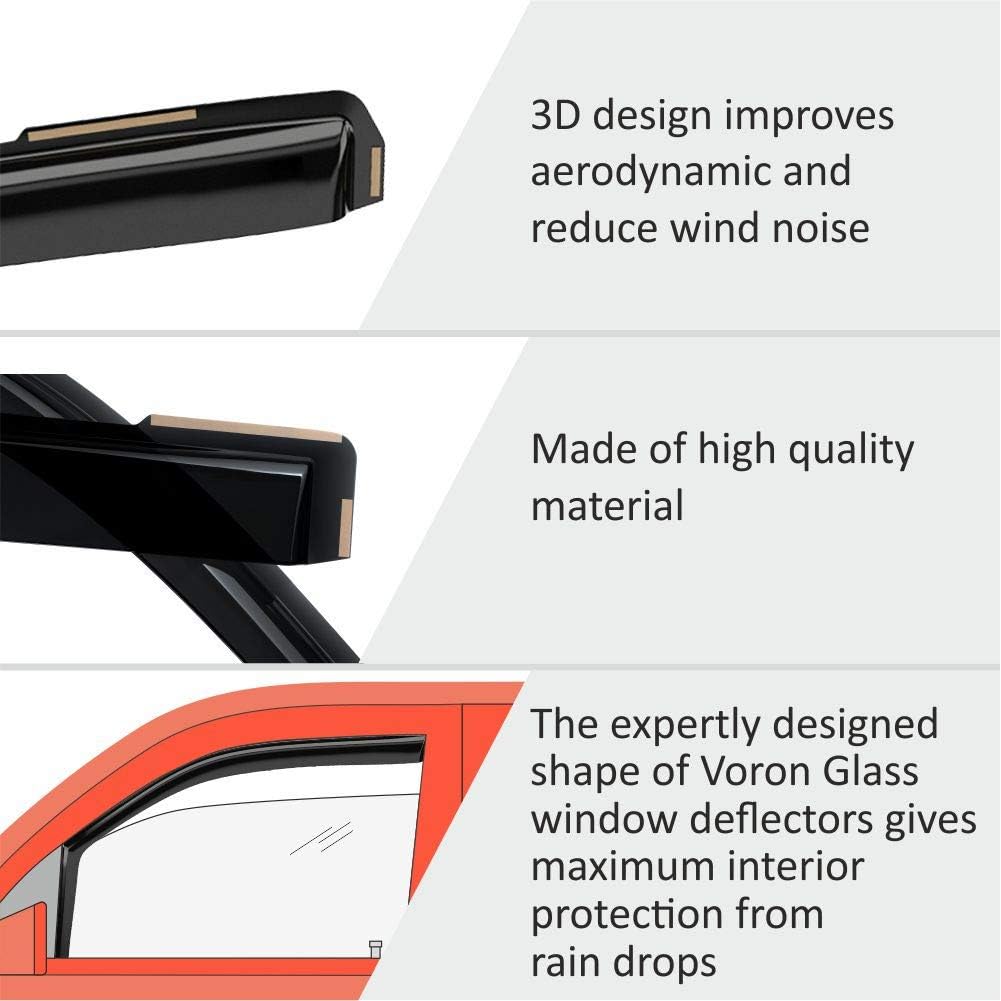 Voron Glass in-Channel Extra Durable Rain Guards for Chevrolet (Chevy) Silverado 2500HD/3500HD 2007-2014 Crew Cab, Window Deflectors, Vent Window Visors, 4 Pieces - 200265
