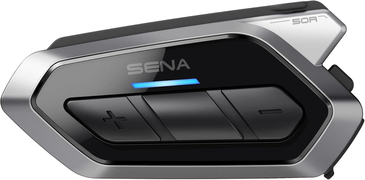 Sena 50R 3-Button Motorcycle Bluetooth Headset w/Sound by Harman Kardon Integrated Mesh Intercom System Premium Microphone & Speakers