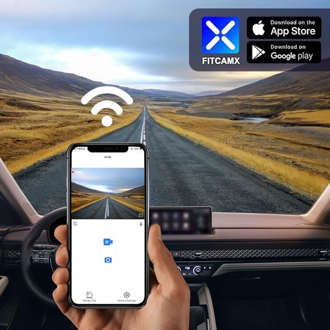 Fitcamx 4K Dash Cam Suitable for Honda Accord 2023 2024 2025 Hybrid LX Sport EX Touring EX-L (Gen11), OEM Look, 2160P UHD Video, Built-in WiFi & APP, Loop Recording, G-Sensor, Plug & Play, 64GB Card