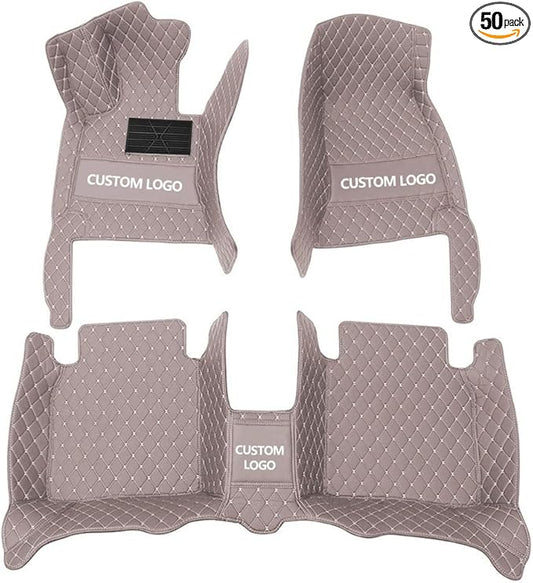 Custom Floor Mats for Cars，Luxury Full Coverage All Weather Car Floor Mats，Leather Car Mat Set ， Floor Mats for 99% of Cars, Trucks & SUVs (Grey)
