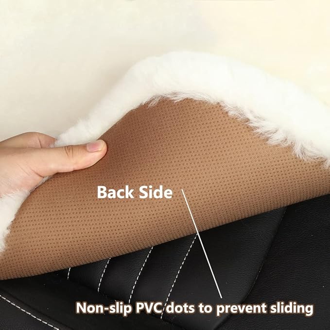 LLB Genuine Sheepskin Car Seat Cushion Seat Covers for Cars Trucks SUV Comfort Seat Protector Pad for Car Driver Seat Car Accessories for Women Office Chair Car Decor (Blue, Front Seat Cushion-1 Pc)