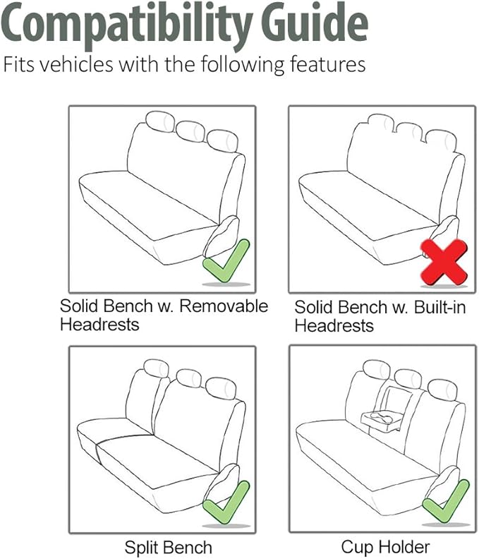 FH Group PU002-1010 Classic Exquisite Leather Bench Seat Covers, Split Bench, Solid Grey Color- Fit Most Car, Truck, SUV, or Van