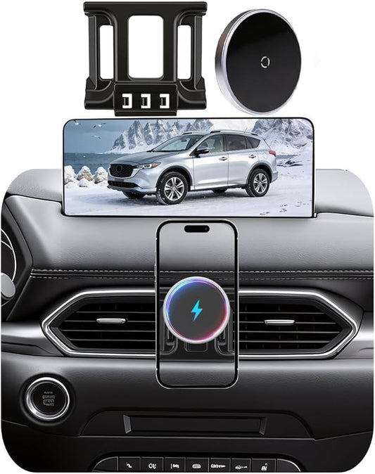Car Mount for Mazda CX5 (2017-2025 2026), Magnetic Phone Holder, Magsafe Car Mount Charger, Dashboard Phone Holder, 15W Wireless Fast Charging, Cell Phone Automobile Chargers, CX-5 Accessories