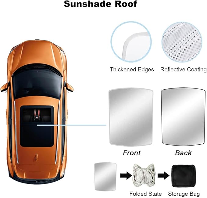 Car Sunroof Compatible with Q5 2017-2009 5-Door SUV, Foldable Glass Roof Sunshade with Storage Bag, Heat Insulation Sun Protection Roof Interior Sunshade