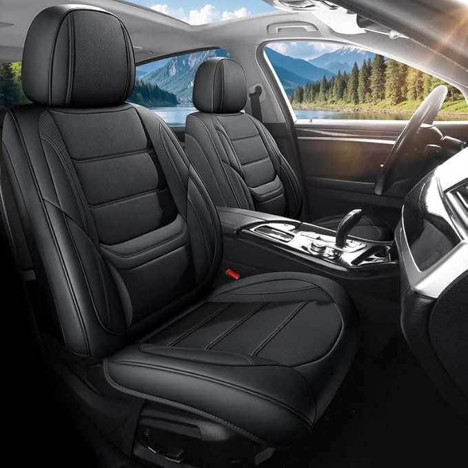 Car Seat Covers Full Set Fit for Buick Lacrosse 2004-2019, Premium Faux Leather Waterproof Car Seat Protectors with Lumbar Support, Breathable Anti-Slip Easy to Install(Black,Full Set)