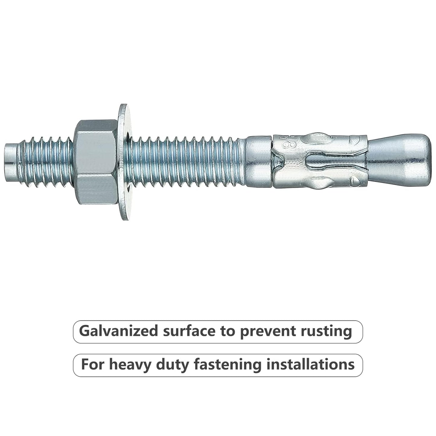 3/8x5 50Pcs Inch Standard Fasteners for Heavy-Duty Zinc Wedge Anchors for Cement and Concrete