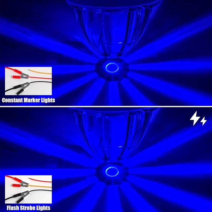 BJZ 10Pcs Blue Watermelon LED Strobe+Constant Marker Lights Dual Function Watermelon-Shaped Side Marker Clearance Tail Top Cap Roof Lights for Trailer Truck Semi-Trailer Heavy-Duty Truck Bus Van