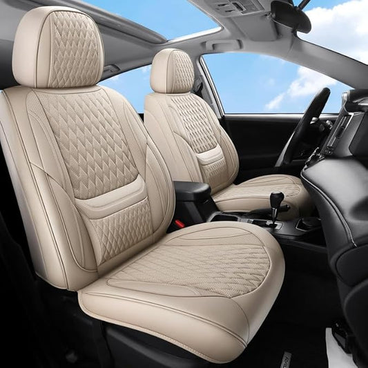 Car Seat Covers Full Set Custom Fit for Buick Century 1997-2005 - Premium Faux Leather with Lumbar Support | Breathable, Waterproof, Anti-Slip, Durable (Beige,Full Set)