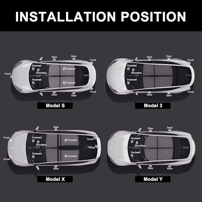 4 Pcs Interior LED Lights Bulbs Kit Compatible with Tesla Model 3, Y, X, S, Super Bright Replacement Light Bulbs for Footwell, Door Puddle, Trunk, Frunk - for Tesla Accessories (White)