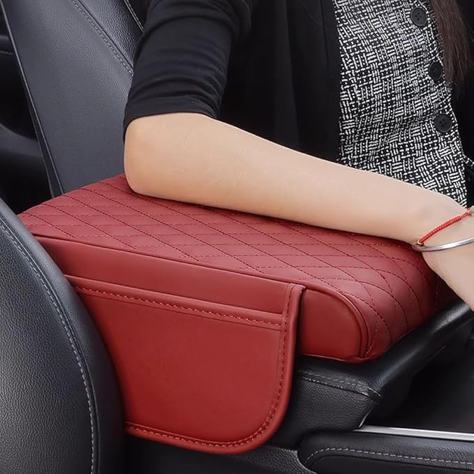 Car Armrest Cushion for Mazda CX-30 2019–2025 2026 DM,Multifunctional Car Armrest Heightening Pad,Car Center Console Cover,Waterproof Nappa Leather Arm Rest Protector,Red