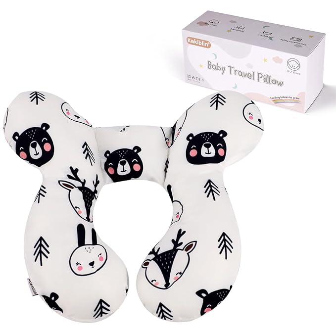 KAKIBLIN Baby Neck Pillow, Upgraded Baby Support Pillow,Babies Head Pillow,Neck Support Pillow for for Car Seat, Stroller, Pushchair,Travel (Bear)