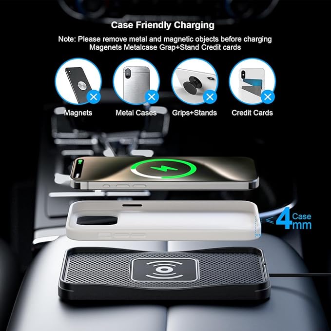 Wireless Car Charger Pad for Ram Van 1500 2001-2003, Type-C/USB 20W Car Wireless Charger Non-Slip Phone Charging Pad Car Accessories,B 30cm Cable USB Plug