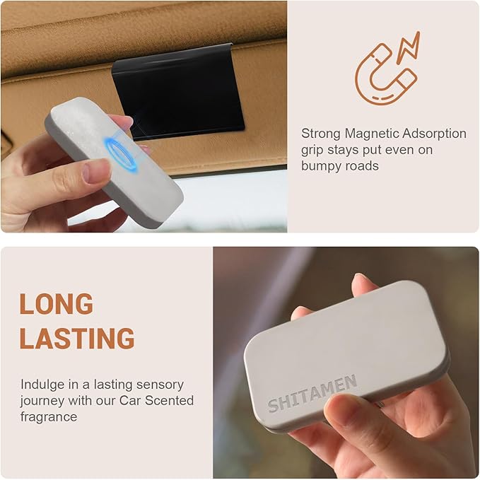 Car Air Freshener, Stone Air Freshener, Automotive Odor Eliminator for Visor Clip- Car Fresheners Long Lasting - CLIP INCLUDED (Charming Orchard/Starter Kit)