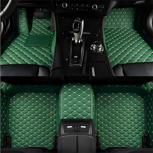 Custom Car Mats All Weather Fit Automotive Floor Mats PU Leather Protector Mat for Most Sedan, SUV, Truck Floor Mats (Green Beige)