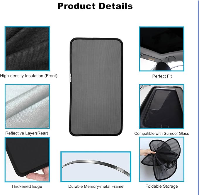 Car Sunroof Compatible with Tiguan 2016-2010 5-Door SUV, Foldable Glass Roof Sunshade with Storage Bag, Sunshade Roof Heat Insulation Sun Protection Roof Sunshade Interior
