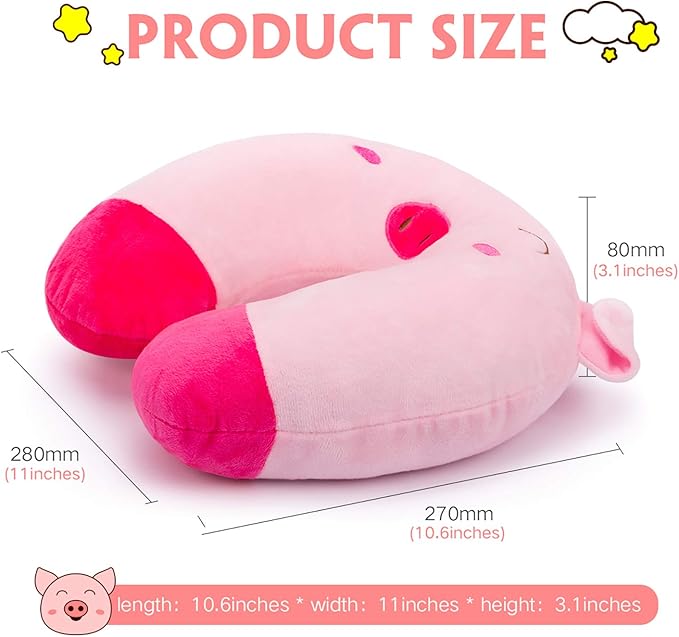 H HOMEWINS Travel Pillow for Kids,Toddler Neck Pillow Cute Animal Neck Head Chin Support Travel Accessories for Airplane, Car, Train,Recline