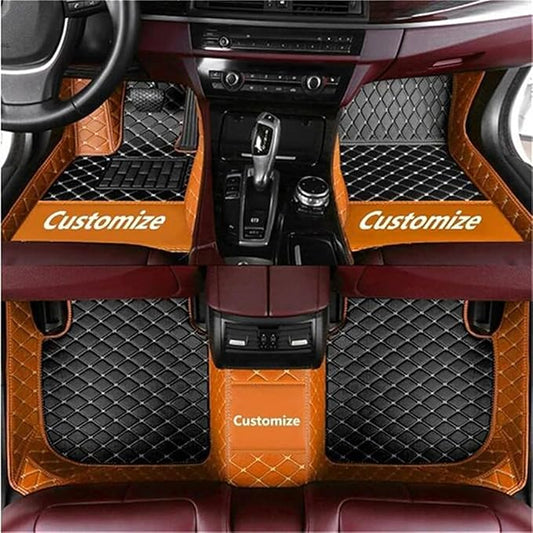 Custom Car Mats All Weather Fit Automotive Floor Mats PU Leather Protector Mat for Most Sedan, SUV, Truck Floor Mats (Black and Orange Side)