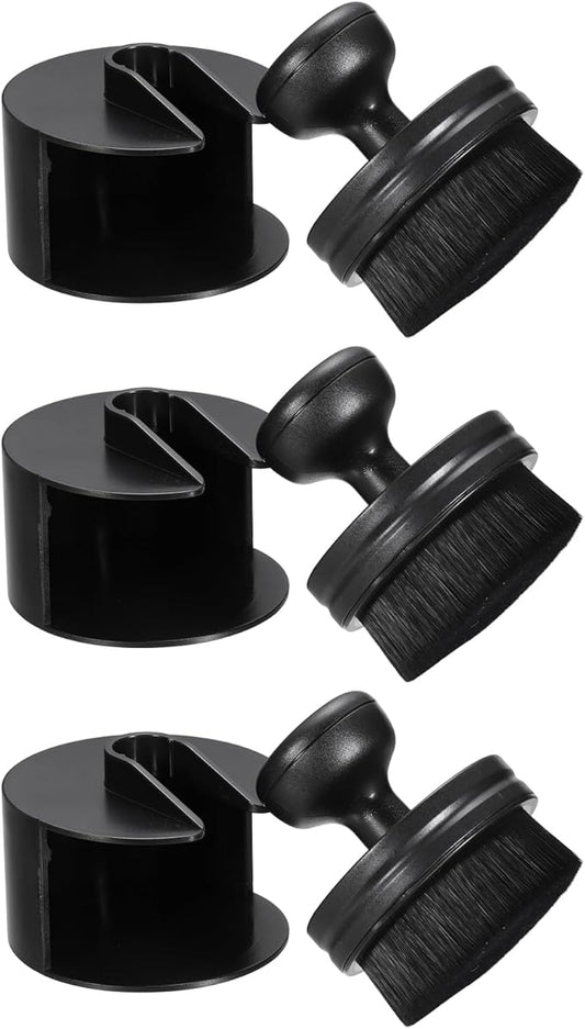 HARFINGTON 3 Pcs Car Tire Shine Applicator Brush PBT Automotive Tire Dressing Brush Car Cleaning Duster with Storage Stand for Auto Detailing Cleaning, Black