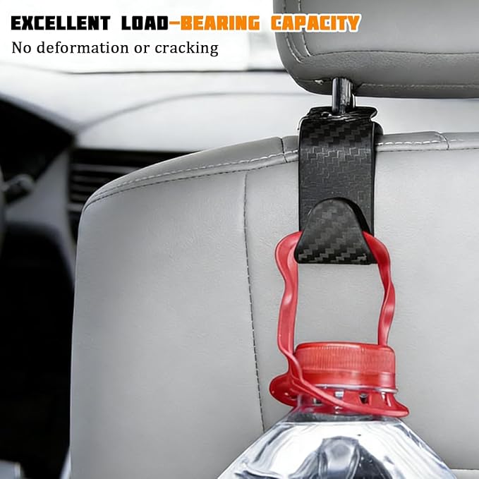 4PCS Car Seat Headrest Hook, Automotive Back Seat Storage Holder Hanger, Vehicle Interior Backseat Organizer Hanging Hook for Purse Handbag Grocery Bags, Universal Fit (Pink)